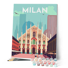 Carica l'immagine nel visualizzatore di Gallery, Dipingere con i numeri - Poster di viaggio a Milano Figured'Art