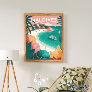 Diamond Painting - Poster di viaggio alle Maldive