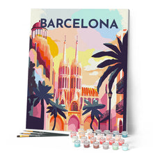 Carica l'immagine nel visualizzatore di Gallery, Dipingere con i numeri - Poster di viaggio a Barcellona Figured'Art