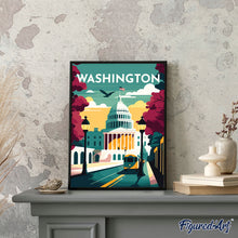 Carica l&#39;immagine nel visualizzatore di Gallery, Dipingere con i numeri - Poster di viaggio a Washington