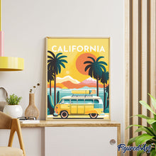 Carica l'immagine nel visualizzatore di Gallery, Dipingere con i numeri - Poster di viaggio in California