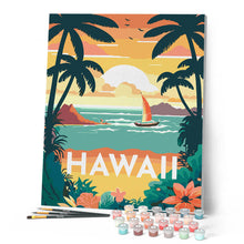 Carica l'immagine nel visualizzatore di Gallery, Dipingere con i numeri - Poster di viaggio alle Hawaii Figured'Art