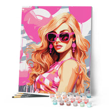 Carica l'immagine nel visualizzatore di Gallery, Dipingere con i numeri - Diva con Palloncini Rosa Figured'Art