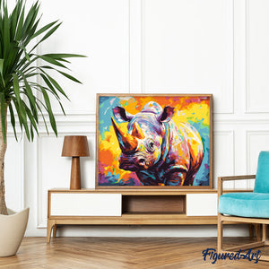 Dipingere con i numeri - Rinoceronte Astratto Colorato