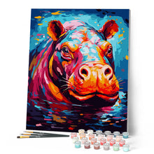 Carica l'immagine nel visualizzatore di Gallery, Dipingere con i numeri - Ippopotamo Astratto Colorato Figured'Art