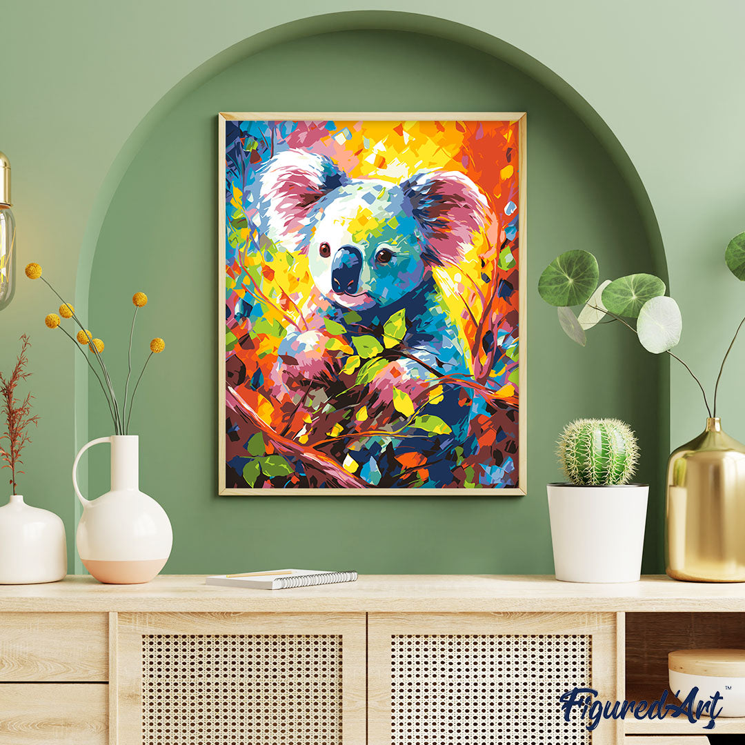 Adesivo murale Koala e ramo con testo personalizzato su Adesivo murale Koala e ramo con testo personalizzato su