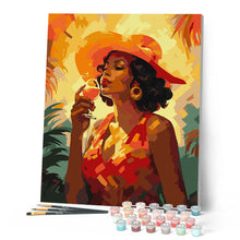 Carica l'immagine nel visualizzatore di Gallery, Dipingere con i numeri - Donna con bicchiere Art Deco Figured'Art