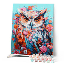 Carica l'immagine nel visualizzatore di Gallery, Dipingere con i numeri - Gufo Colorato in Fiore Figured'Art