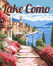 Carica l'immagine nel visualizzatore di Gallery, Dipingere con i numeri - Poster di Viaggio sul Lago di Como in Primavera