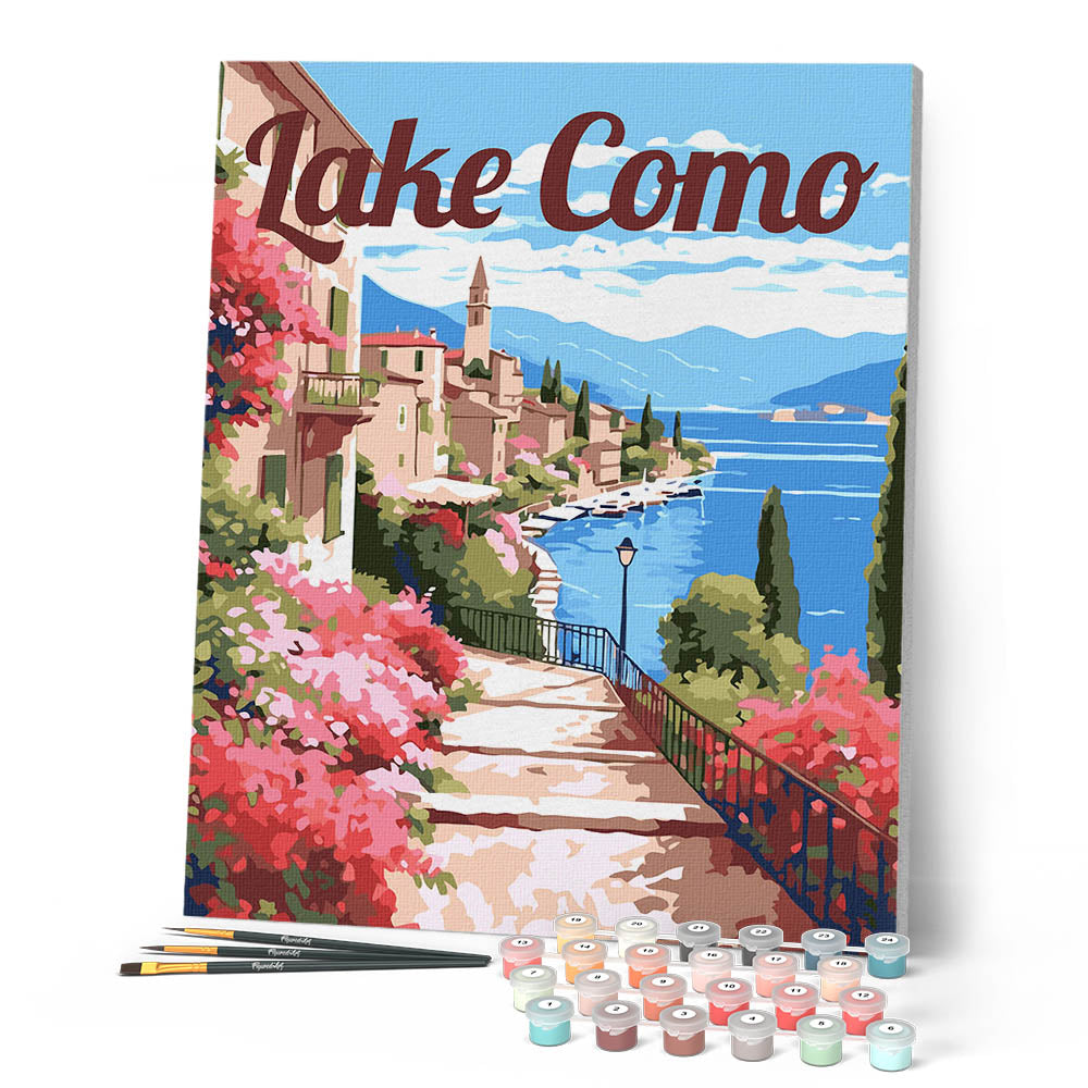 YEESAM ART Pittura Ad Olio Con Numeri 40x50 Cm | Albero E Lago Fai Da Te | Kit Per Adulti E Bambini Con Pennelli E Lente D'Ingrandimento - 4