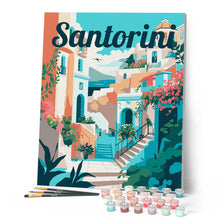 Carica l'immagine nel visualizzatore di Gallery, Dipingere con i numeri - Poster di Viaggio a Santorini in Primavera Figured'Art