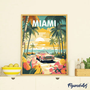 Dipingere con i numeri - Poster di viaggio tramonto a Miami