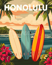 Carica l&#39;immagine nel visualizzatore di Gallery, Dipingere con i numeri - Poster di viaggio Honolulu Figured&#39;Art