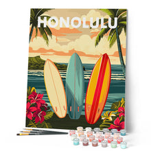 Carica l'immagine nel visualizzatore di Gallery, Dipingere con i numeri - Poster di viaggio Honolulu Figured'Art