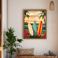 Carica l&#39;immagine nel visualizzatore di Gallery, Dipingere con i numeri - Poster di viaggio Honolulu