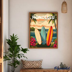 Dipingere con i numeri - Poster di viaggio Honolulu