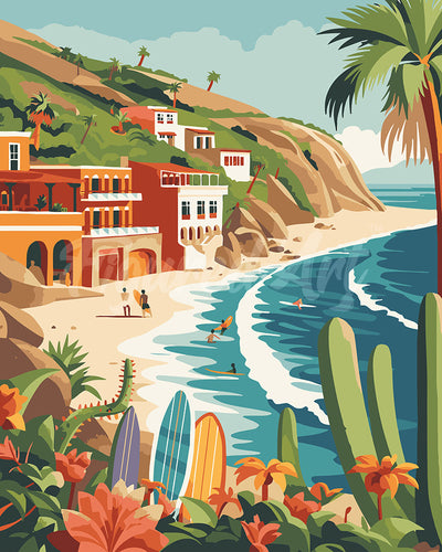 Dipingere con i numeri - Surf sulla costa Figured'Art
