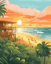 Carica l&#39;immagine nel visualizzatore di Gallery, Dipingere con i numeri - Beach club al tramonto Figured&#39;Art