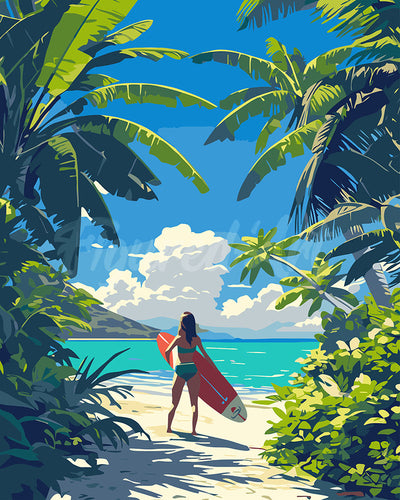 Dipingere con i numeri - Paradiso tropicale del surf Figured'Art