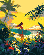 Carica l&#39;immagine nel visualizzatore di Gallery, Dipingere con i numeri - Surfista al tramonto Figured&#39;Art