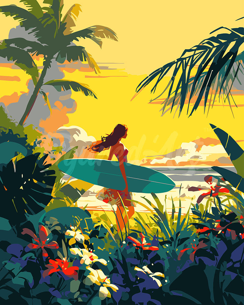 Dipingere con i numeri - Surfista al tramonto Figured'Art