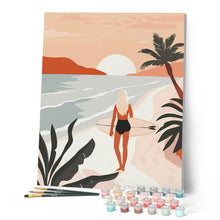 Carica l'immagine nel visualizzatore di Gallery, Dipingere con i numeri - Passeggiata sulla spiaggia al tramonto Figured'Art