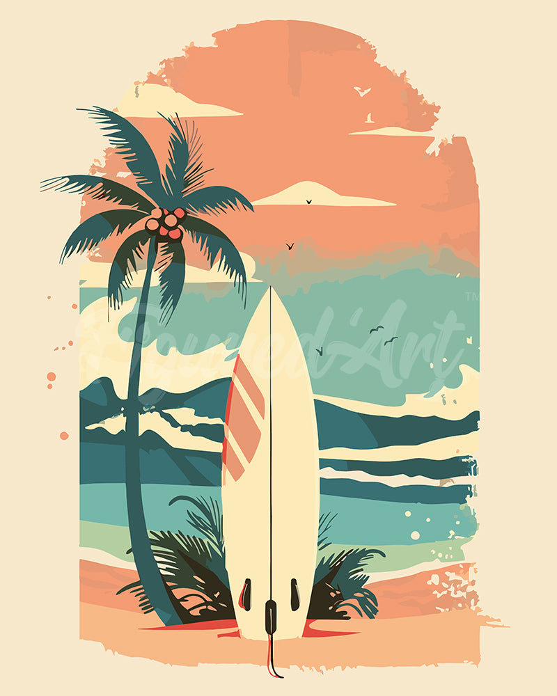 Dipingere con i numeri - Tavola da surf sulla spiaggia Figured'Art