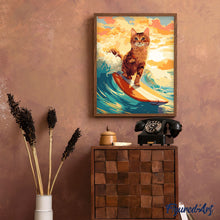 Carica l&#39;immagine nel visualizzatore di Gallery, Dipingere con i numeri - Gatto surfista