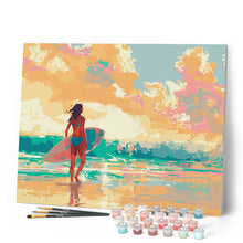 Carica l'immagine nel visualizzatore di Gallery, Dipingere con i numeri - Ragazza surfista all'alba Figured'Art