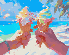 Carica l&#39;immagine nel visualizzatore di Gallery, Dipingere con i numeri - Gelato in spiaggia Figured&#39;Art