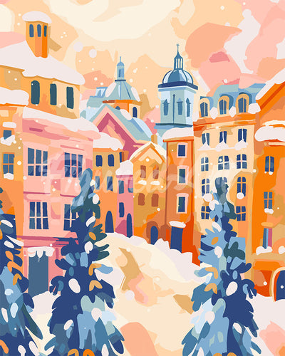 Dipingere con i numeri - Villaggio innevato 3 Figured'Art