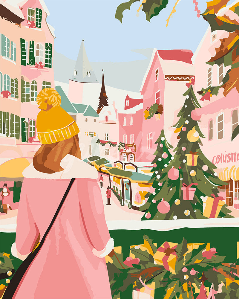 Dipingere con i numeri - Ragazza al mercatino di Natale Figured'Art