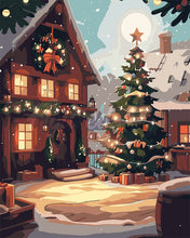Carica l&#39;immagine nel visualizzatore di Gallery, Dipingere con i numeri - Accogliente baita di Natale Figured&#39;Art