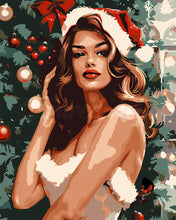 Carica l&#39;immagine nel visualizzatore di Gallery, Dipingere con i numeri - Ragazza glamour a Natale Figured&#39;Art