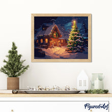 Carica l&#39;immagine nel visualizzatore di Gallery, Dipingere con i numeri - Cottage natalizio innevato