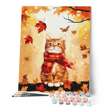 Carica l'immagine nel visualizzatore di Gallery, Dipingere con i numeri - Coccoloso gatto autunnale Figured'Art