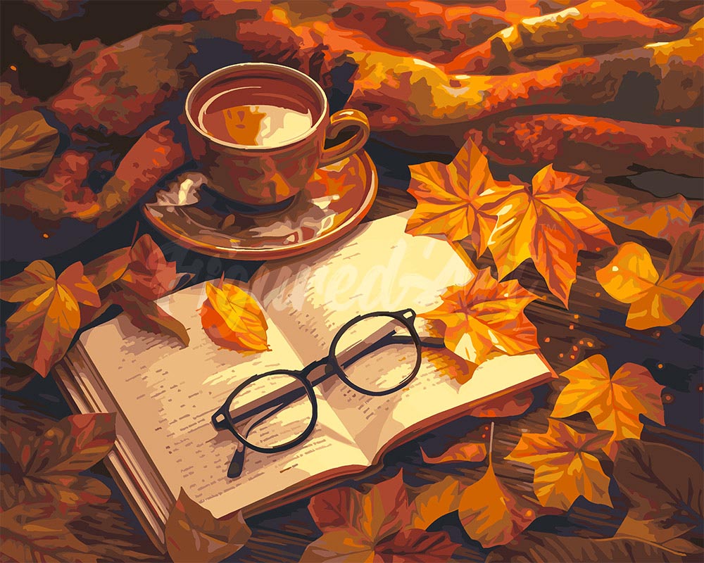 Dipingere con i numeri - Tè e libro d'autunno Figured'Art