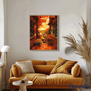 Dipingere con i numeri - Vista dal balcone in autunno