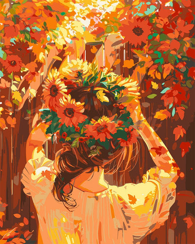 Dipingere con i numeri - Ragazza con corona autunnale Figured'Art
