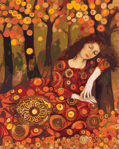 Dipingere con i numeri - Dama autunnale ispirata a Klimt Figured'Art