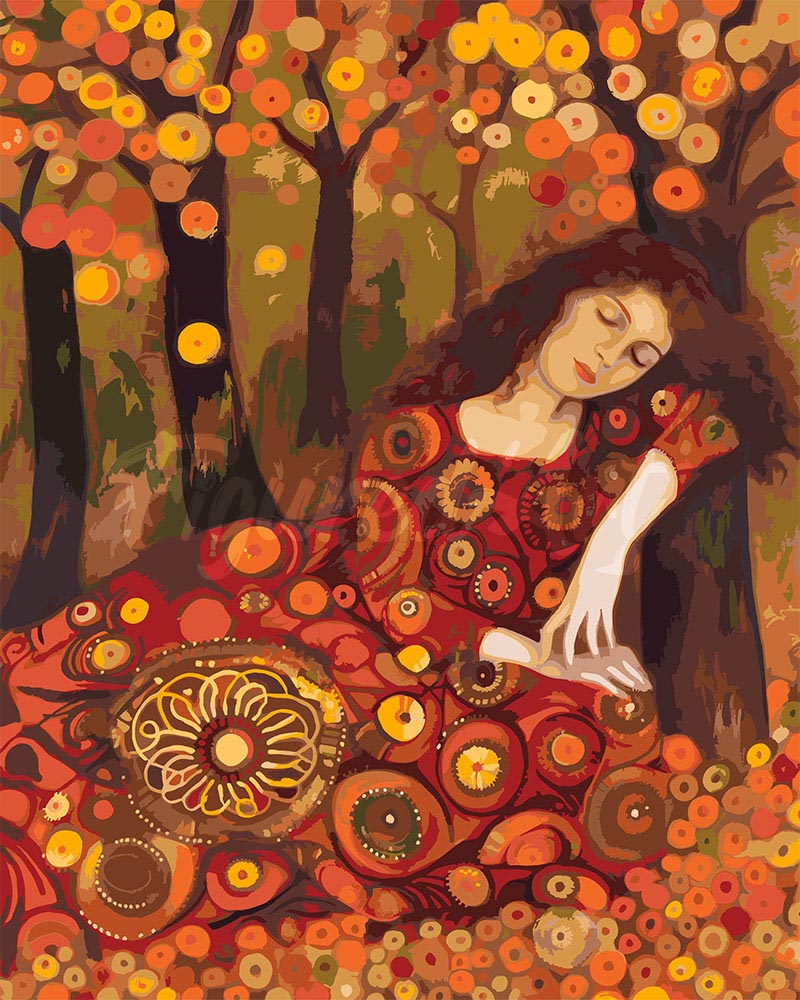 Dipingere con i numeri - Dama autunnale ispirata a Klimt Figured'Art