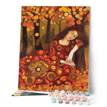 Carica l'immagine nel visualizzatore di Gallery, Dipingere con i numeri - Dama autunnale ispirata a Klimt Figured'Art