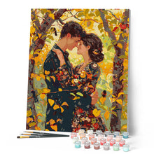 Carica l'immagine nel visualizzatore di Gallery, Dipingere con i numeri - Abbraccio autunnale ispirato a Klimt Figured'Art