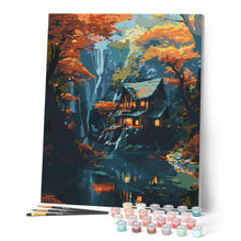 Carica l'immagine nel visualizzatore di Gallery, Dipingere con i numeri - Cottage autunnale vicino alla cascata Figured'Art