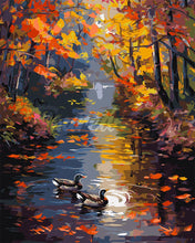 Carica l'immagine nel visualizzatore di Gallery, Dipingere con i numeri - Stagno dorato in autunno