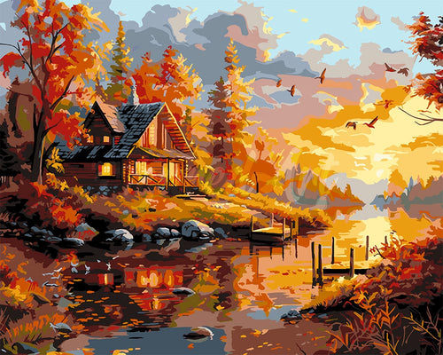 Dipingere con i numeri - Sereno tramonto autunnale Figured'Art