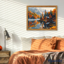 Carica l&#39;immagine nel visualizzatore di Gallery, Dipingere con i numeri - Cottage sul lago in autunno