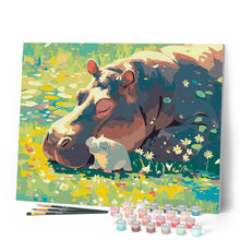 Carica l'immagine nel visualizzatore di Gallery, Dipingere con i numeri - Cucciolo di ippopotamo e la sua mamma Figured'Art