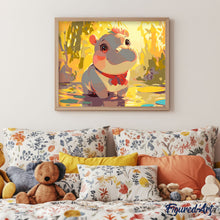 Carica l&#39;immagine nel visualizzatore di Gallery, Dipingere con i numeri - Cucciolo di ippopotamo felice