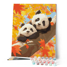 Carica l'immagine nel visualizzatore di Gallery, Dipingere con i numeri - Cuccioli di panda in autunno Figured'Art